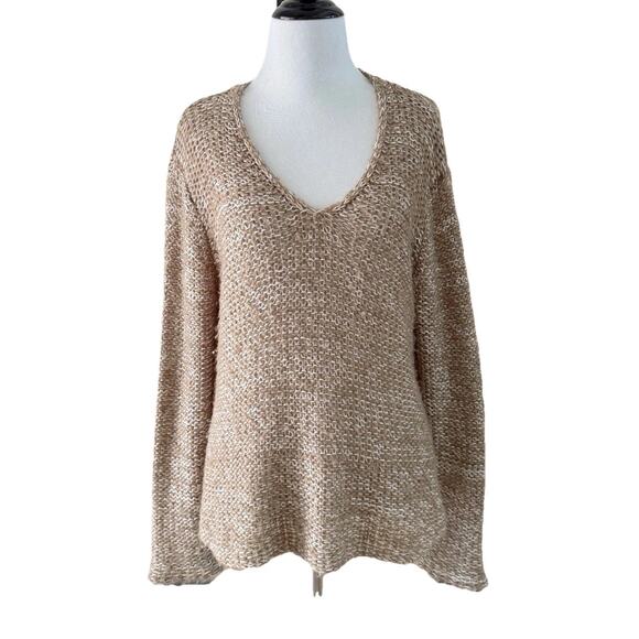 Wooden Ships Sweater Women’s XS/S Brown Pullover Knit Loose V-Neck - Picture 1 of 10